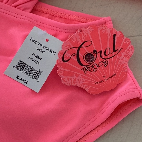 NWT Coral Tropics Apollo Swimwear 2 Piece Suit Lipstick Pink Bloomingdale’s XL - Picture 4 of 6